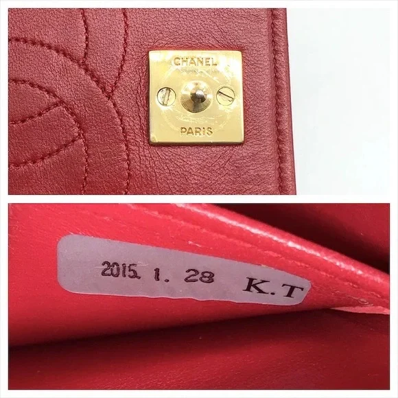 Authentic CHANEL red Lambskin classic single flap 24k gold shoulder bag - Picture 4 of 13